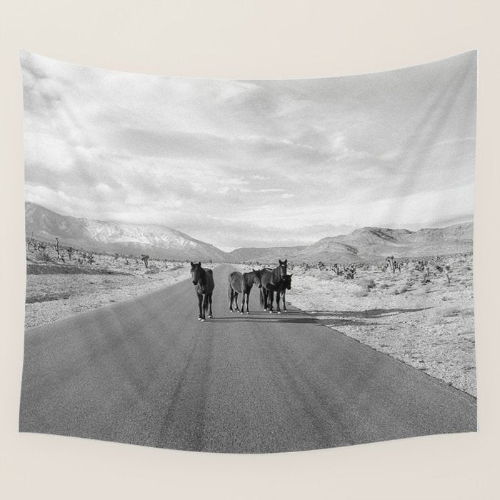 Spring Mountain Wild Horses Wall Tapestry Gallery Image 1