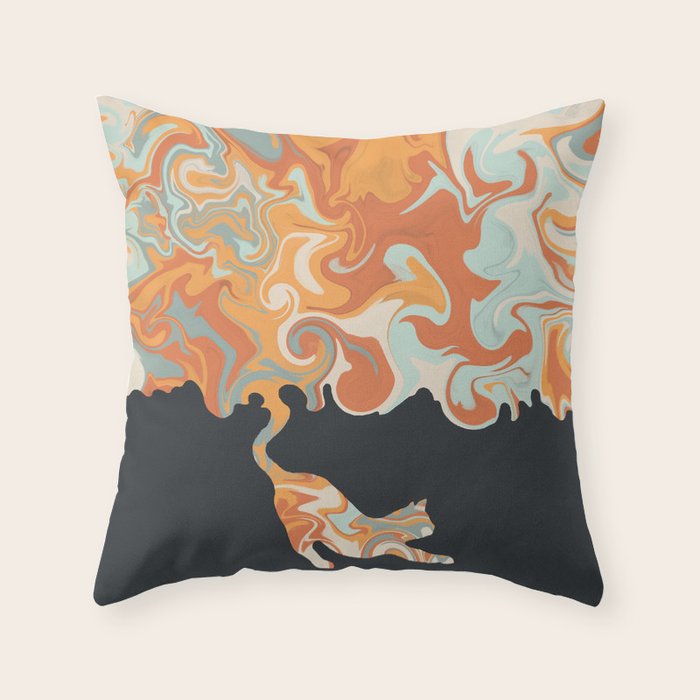 Rainbow cat 4 yoga meow Throw Pillow Gallery Image 6