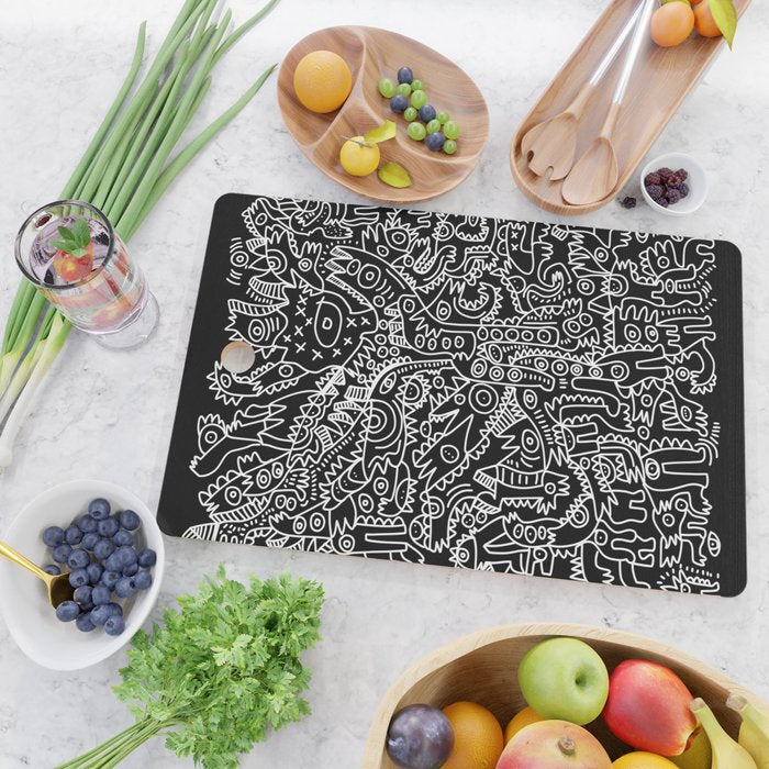Black and White Street Art Tribal Graffiti Cutting Board Gallery Image 2