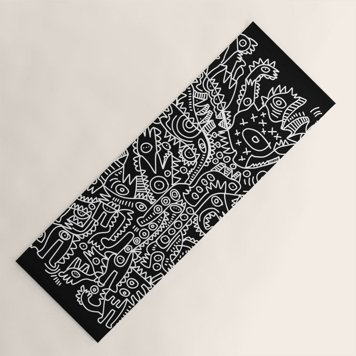 Black and White Street Art Tribal Graffiti Yoga Mat