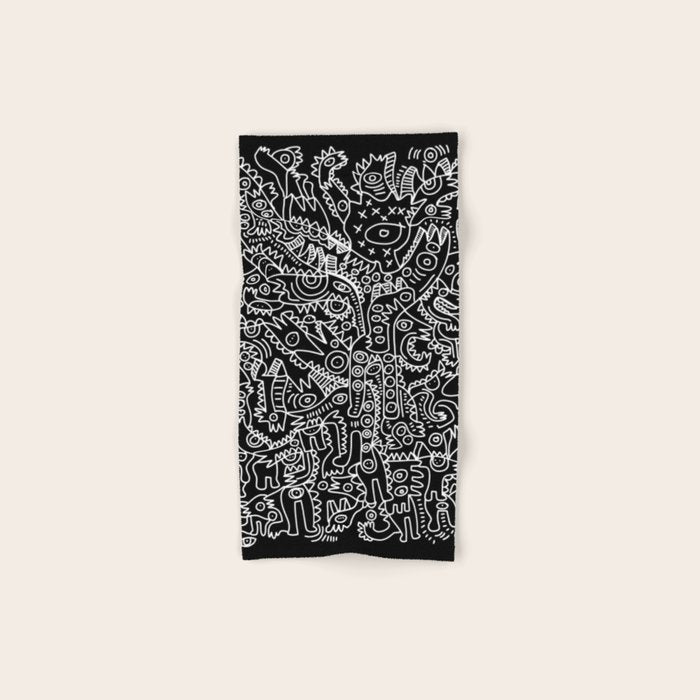 Black and White Street Art Tribal Graffiti Bath Towel Gallery Image 1