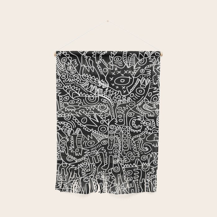 Black and White Street Art Tribal Graffiti Wall Hanging Gallery Image 1