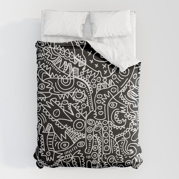 Black and White Street Art Tribal Graffiti Comforter Gallery Image 1