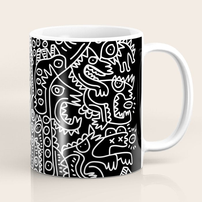 Black and White Street Art Tribal Graffiti Coffee Mug Gallery Image 1