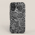 Black and White Street Art Tribal Graffiti iPhone Case Gallery Image 1