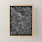 Black and White Street Art Tribal Graffiti Mini Art Print Gallery Image 1