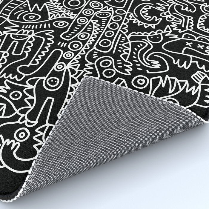 Black and White Street Art Tribal Graffiti Rug Gallery Image 4