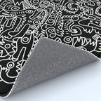 Black and White Street Art Tribal Graffiti Rug Gallery Image 4