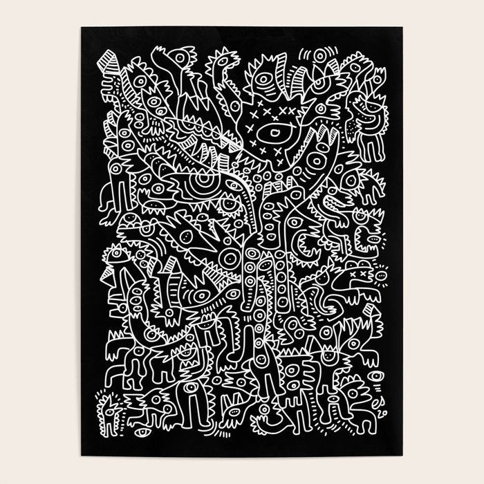 Black and White Street Art Tribal Graffiti Poster Gallery Image 4