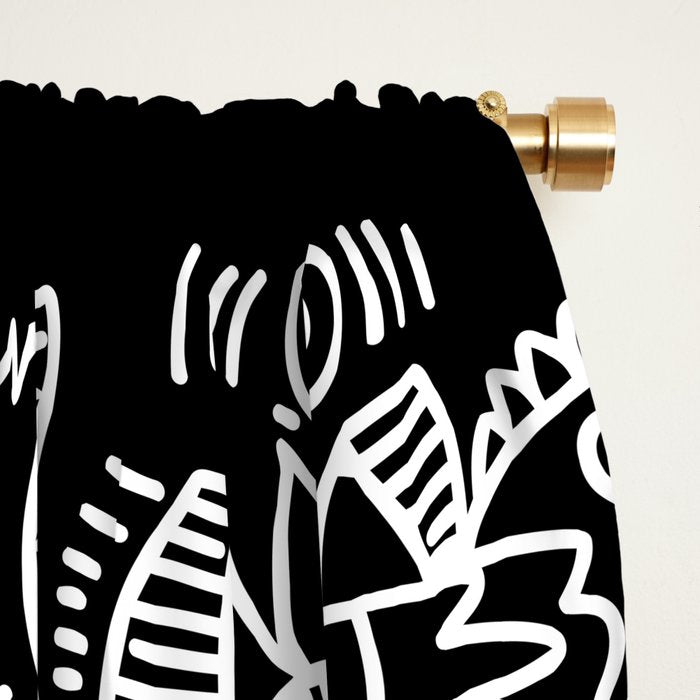 Black and White Street Art Tribal Graffiti Window Curtain Gallery Image 2