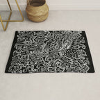 Black and White Street Art Tribal Graffiti Rug Gallery Image 1
