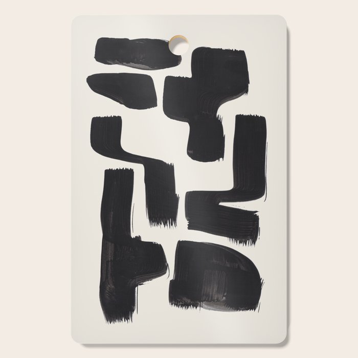 Mid Century Modern Minimalist Abstract Art Brush Strokes Black & White Ink Art Shapes Cutting Board Gallery Image 1