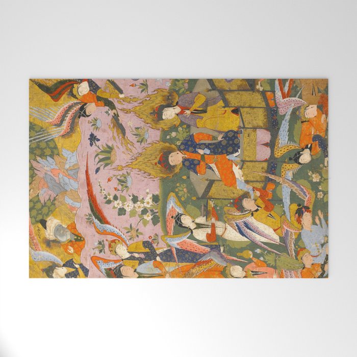 (Book of omens) Angels bow before Adam and Eve in Paradise Islamic Antique Art  Welcome Mat Gallery Image 1