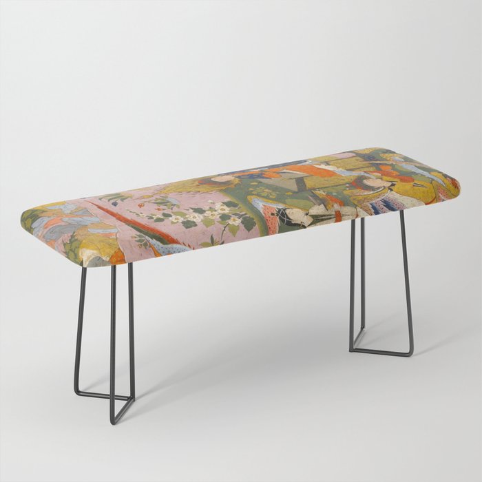 (Book of omens) Angels bow before Adam and Eve in Paradise Islamic Antique Art  Bench Gallery Image 1