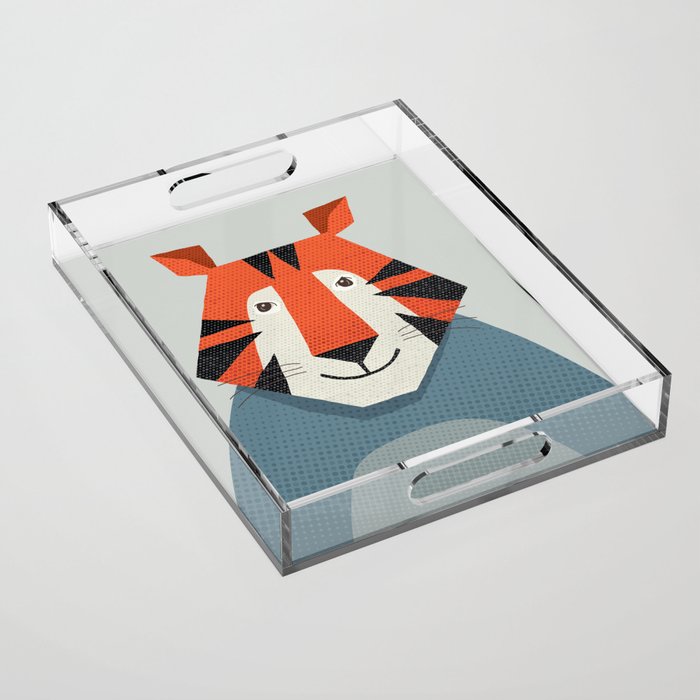 Whimsy Tiger, Animal Portrait Acrylic Tray Gallery Image 1
