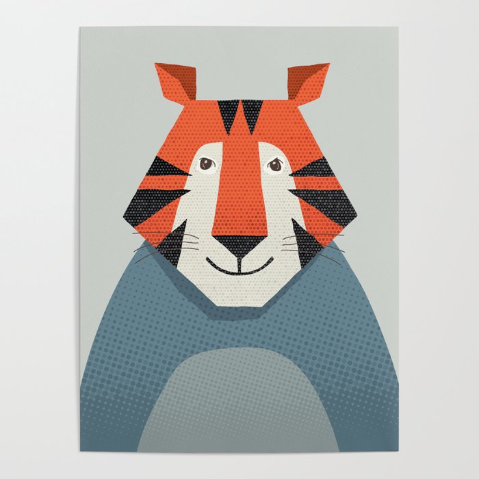 Whimsy Tiger, Animal Portrait Poster Gallery Image 4