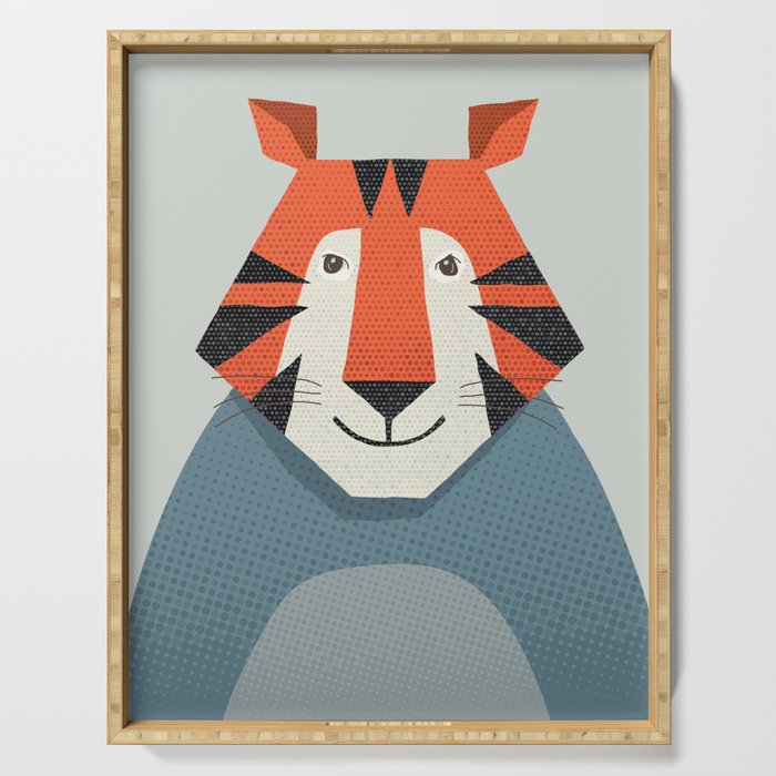 Whimsy Tiger, Animal Portrait Serving Tray Gallery Image 1