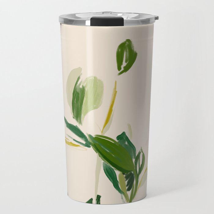 Plants In Summer Beige. Travel Mug Gallery Image 1