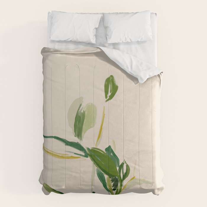 Plants In Summer Beige. Comforter Gallery Image 1
