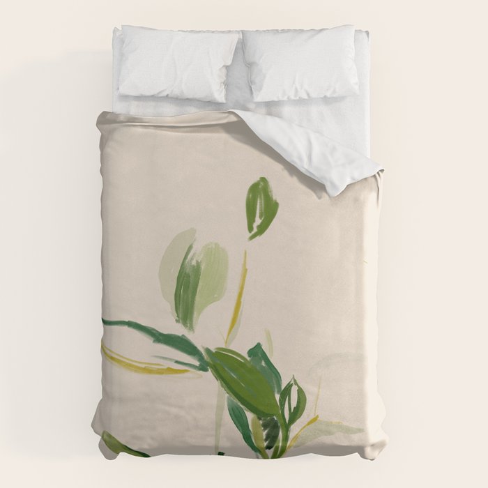 Plants In Summer Beige. Duvet Cover Gallery Image 1