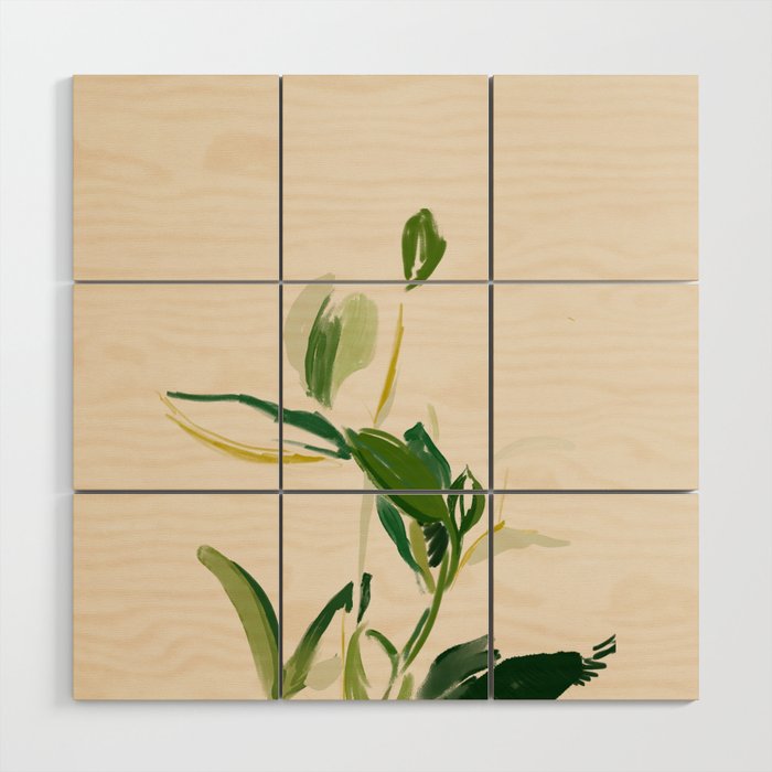 Plants In Summer Beige. Wood Wall Art Gallery Image 1