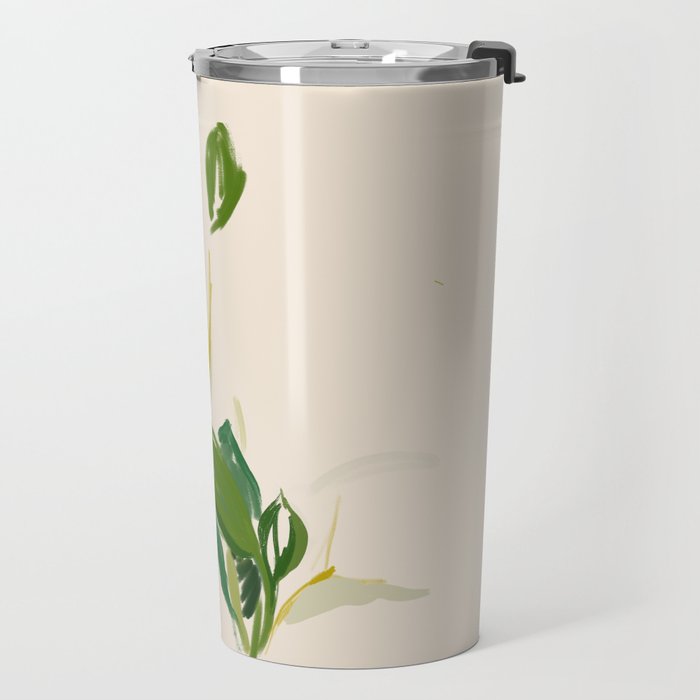 Plants In Summer Beige. Travel Mug Gallery Image 2