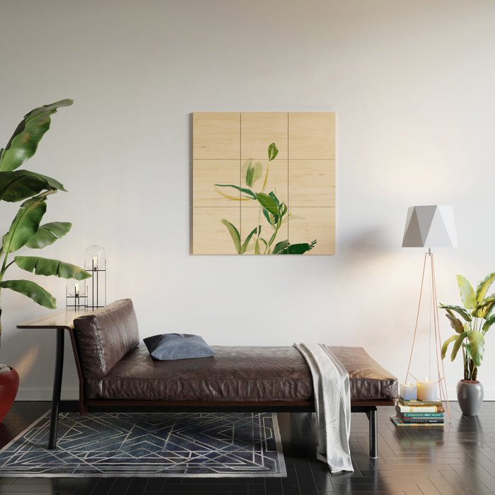 Plants In Summer Beige. Wood Wall Art Gallery Image 2