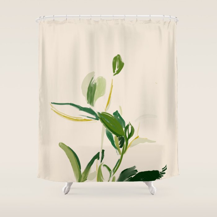 Plants In Summer Beige. Shower Curtain Gallery Image 1