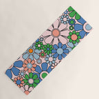 Retro Garden Flowers 60s 70s Blue Pink Green Floral Pattern Yoga Mat Gallery Image 1