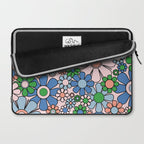 Retro Garden Flowers 60s 70s Blue Pink Green Floral Pattern Laptop Sleeve Gallery Image 2