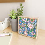 Retro Garden Flowers 60s 70s Blue Pink Green Floral Pattern Mini Art Print Gallery Image 2