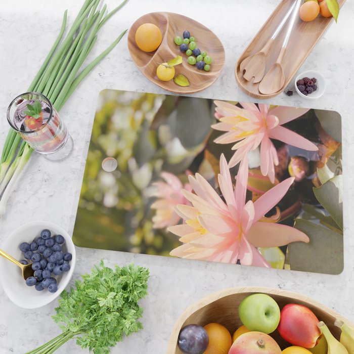 Pink Water Lily Cutting Board Gallery Image 2