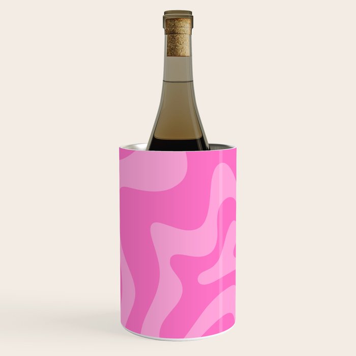 Retro Liquid Swirl Abstract Pattern in Double Y2K Pink Wine Chiller Gallery Image 1