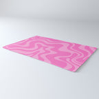 Retro Liquid Swirl Abstract Pattern in Double Y2K Pink Rug Gallery Image 3