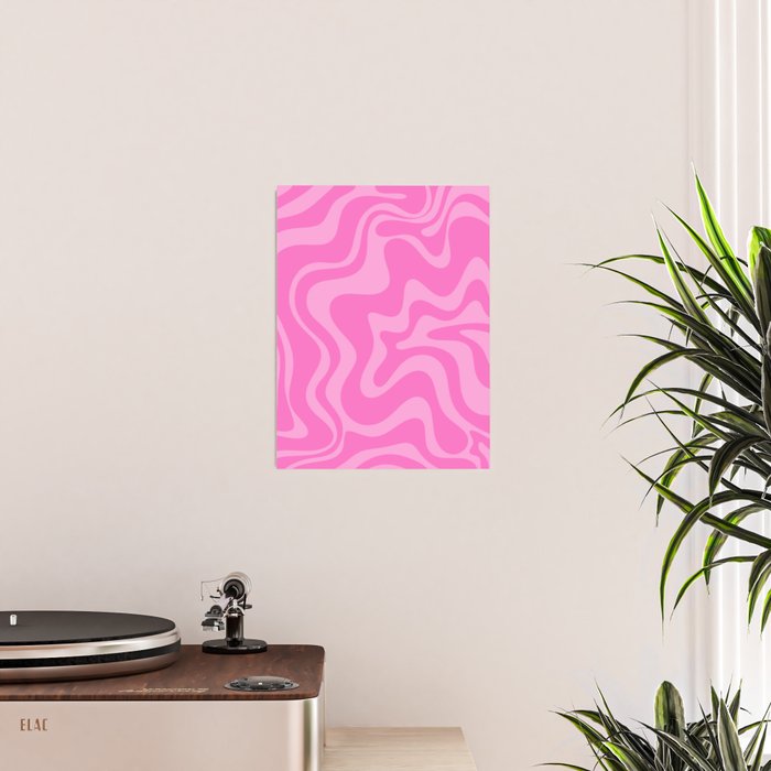 Retro Liquid Swirl Abstract Pattern in Double Y2K Pink Poster Gallery Image 2