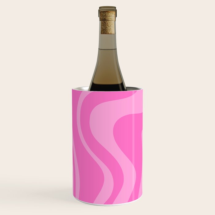Retro Liquid Swirl Abstract Pattern in Double Y2K Pink Wine Chiller Gallery Image 2