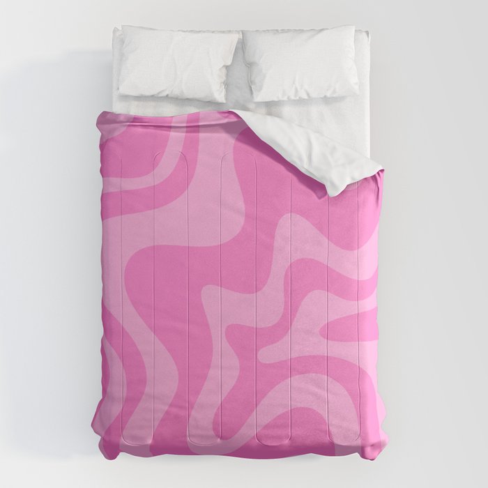 Retro Liquid Swirl Abstract Pattern in Double Y2K Pink Comforter Gallery Image 6