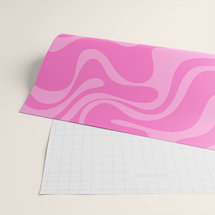 Retro Liquid Swirl Abstract Pattern in Double Y2K Pink Wrapping Paper Gallery Image 2
