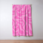Retro Liquid Swirl Abstract Pattern in Double Y2K Pink Window Curtain Gallery Image 3