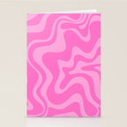 Retro Liquid Swirl Abstract Pattern in Double Y2K Pink Stationery Card Gallery Image 2