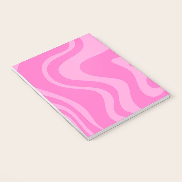Retro Liquid Swirl Abstract Pattern in Double Y2K Pink Notebook Gallery Image 3