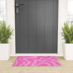 Retro Liquid Swirl Abstract Pattern in Double Y2K Pink Welcome Mat Gallery Image 3