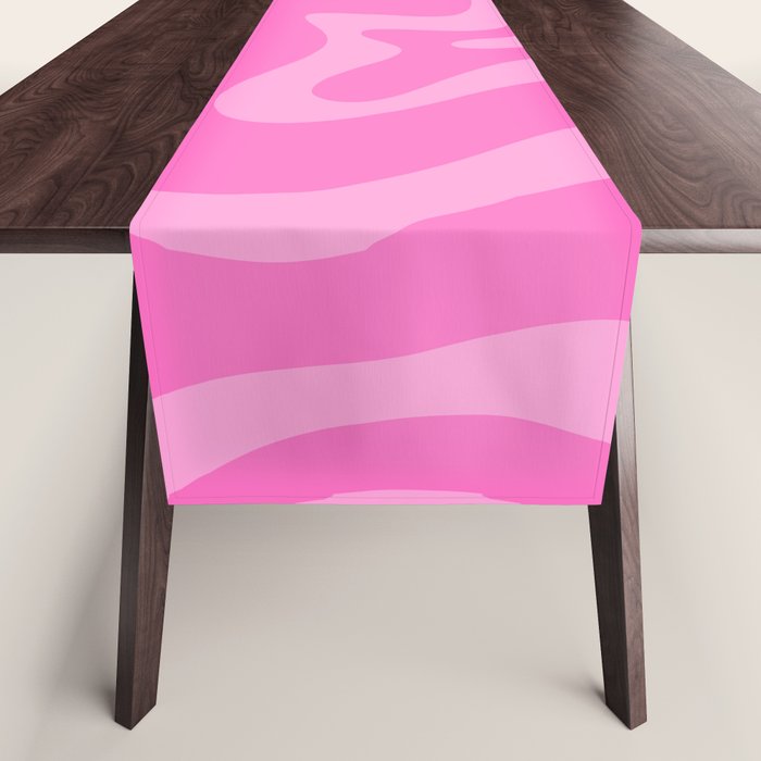 Retro Liquid Swirl Abstract Pattern in Double Y2K Pink Table Runner Gallery Image 1