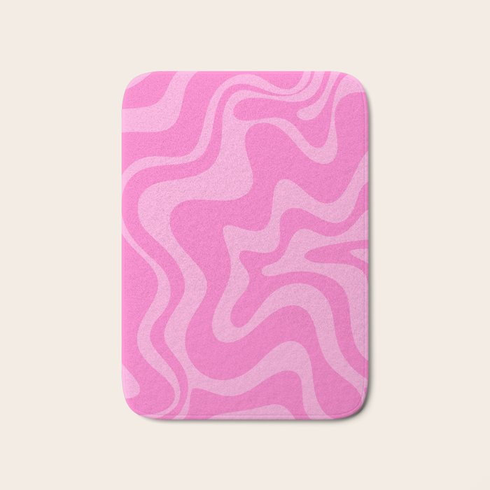 Retro Liquid Swirl Abstract Pattern in Double Y2K Pink Bath Mat Gallery Image 1