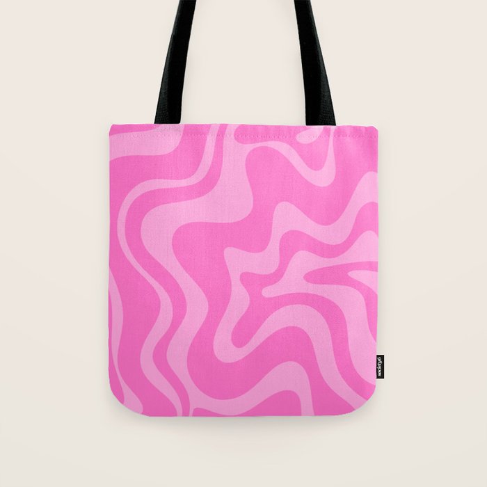 Retro Liquid Swirl Abstract Pattern in Double Y2K Pink Tote Bag Gallery Image 1