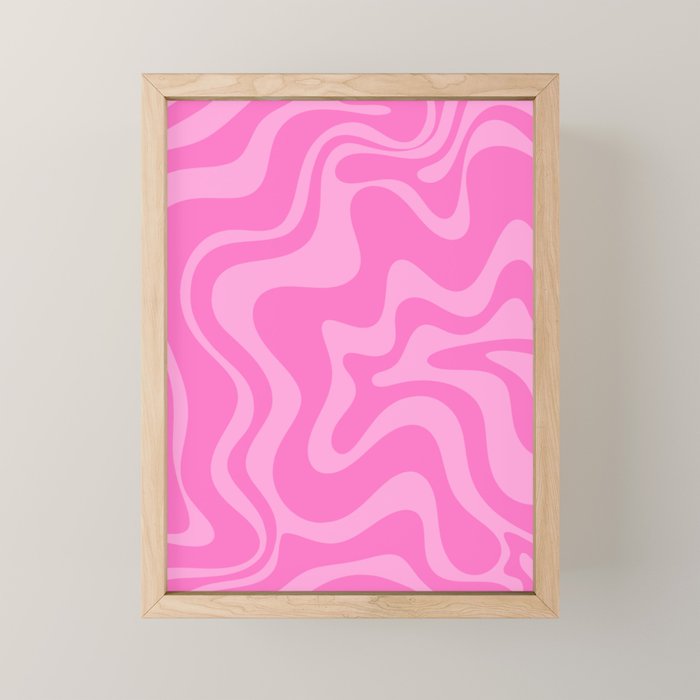 Retro Liquid Swirl Abstract Pattern in Double Y2K Pink Mini Art Print Gallery Image 1