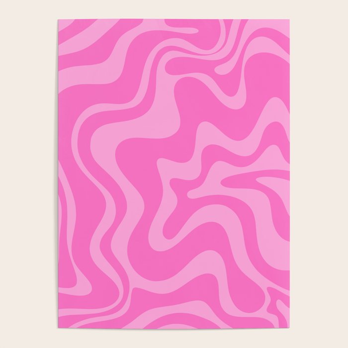 Retro Liquid Swirl Abstract Pattern in Double Y2K Pink Poster Gallery Image 4