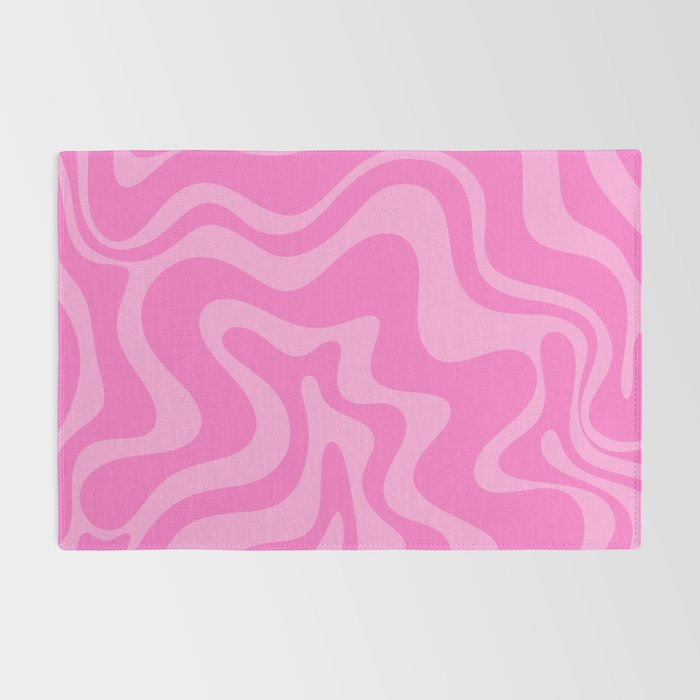 Retro Liquid Swirl Abstract Pattern in Double Y2K Pink Rug Gallery Image 2