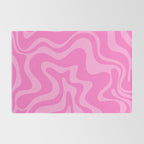 Retro Liquid Swirl Abstract Pattern in Double Y2K Pink Rug Gallery Image 2