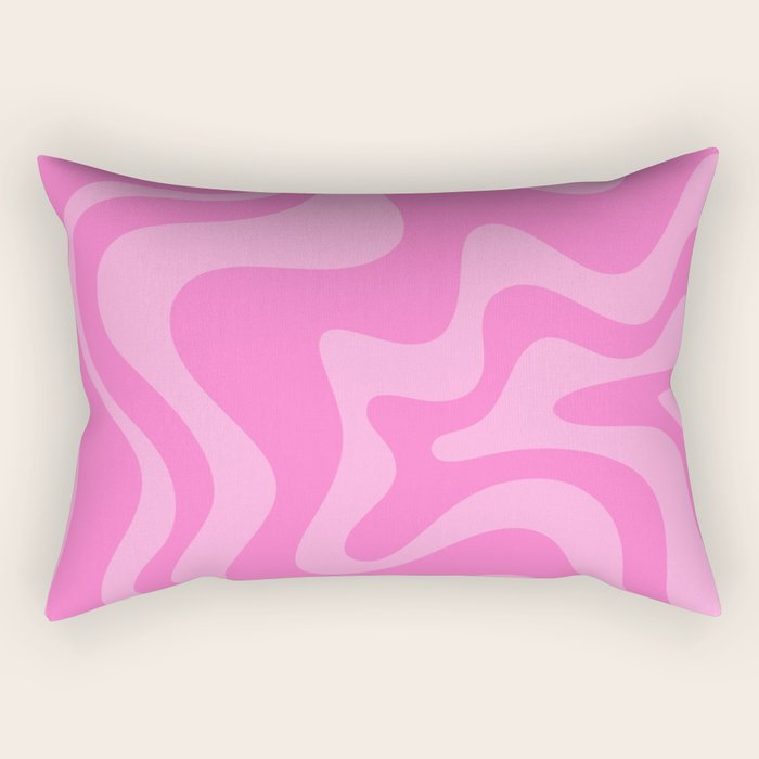 Retro Liquid Swirl Abstract Pattern in Double Y2K Pink Rectangular Pillow Gallery Image 1